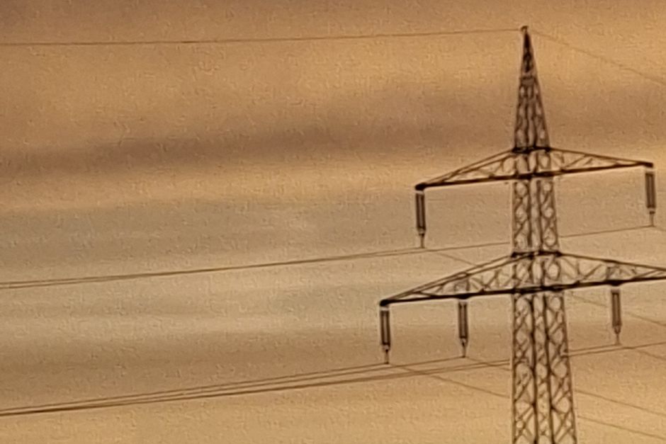 Strommast Sonnenaufgang