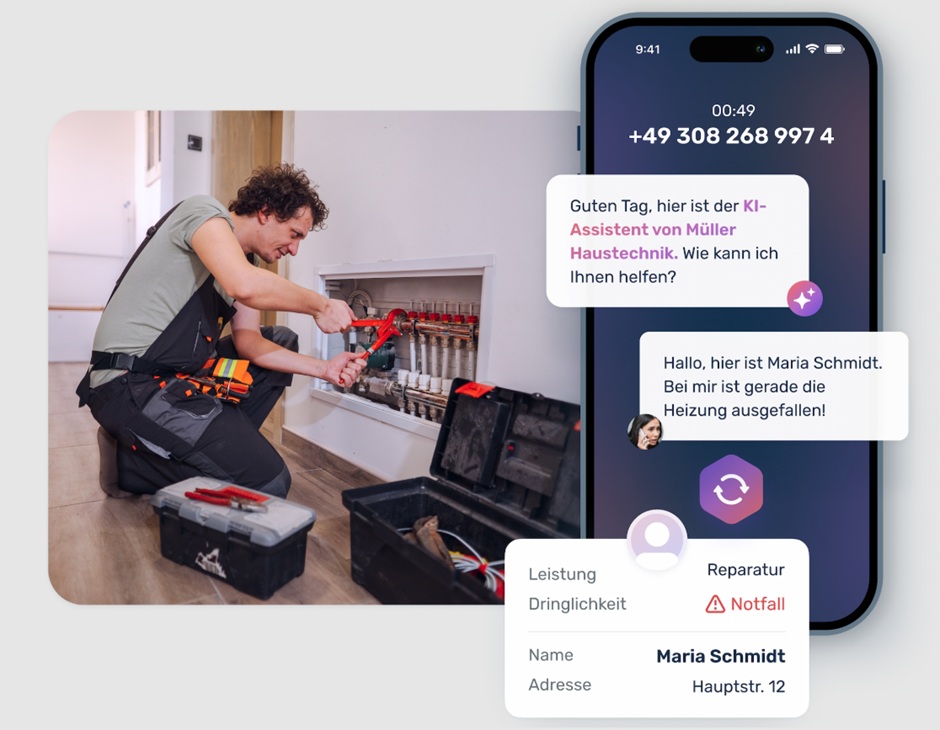 Handwerker und die KI-Finktion auf dem Handy als App