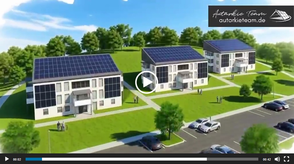 Screenshot zum Projektvideo: 3 Energieautarken Wohngebäuden zur Miete im Wohngebiet Sonnenleithe