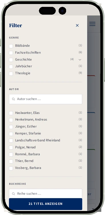 Aschendorff Verlag mobil: Filter im Shop