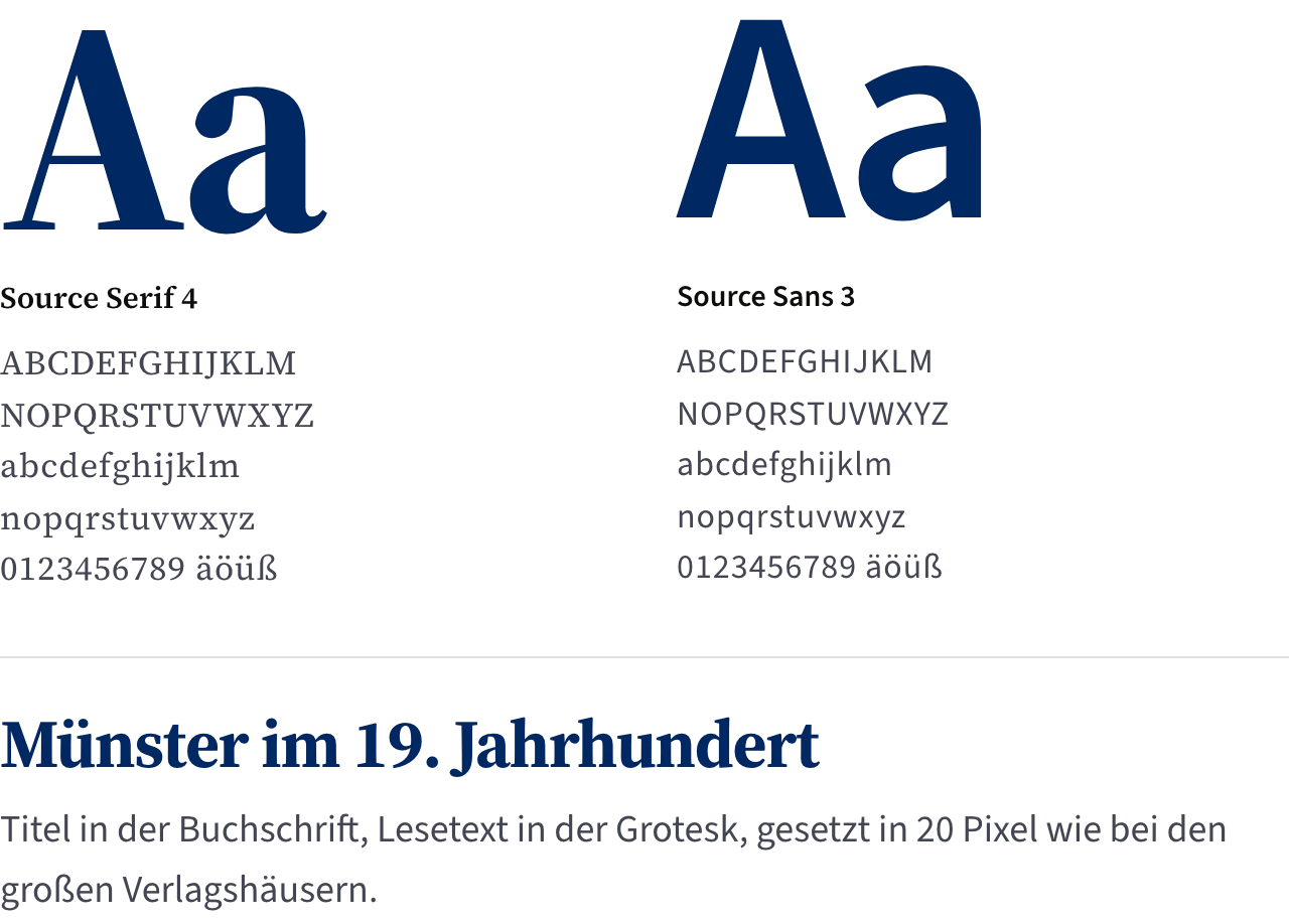 Schriftmuster Source Serif 4 und Source Sans 3