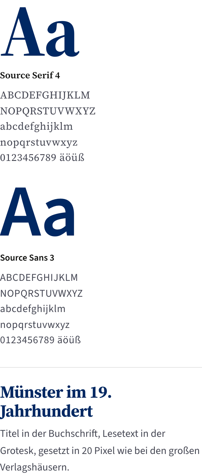 Schriftmuster Source Serif 4 und Source Sans 3