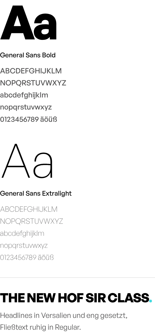 Schriftmuster General Sans Bold und Extralight