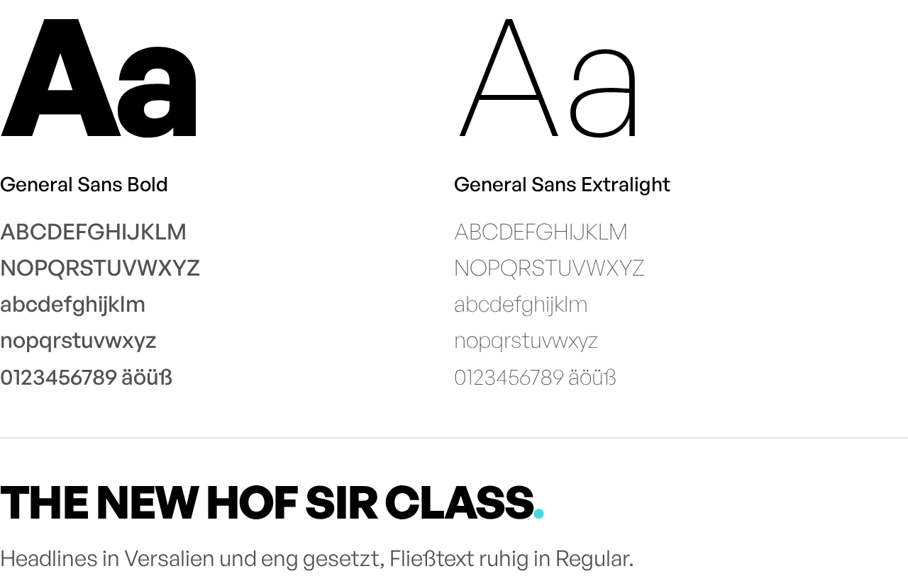 Schriftmuster General Sans Bold und Extralight