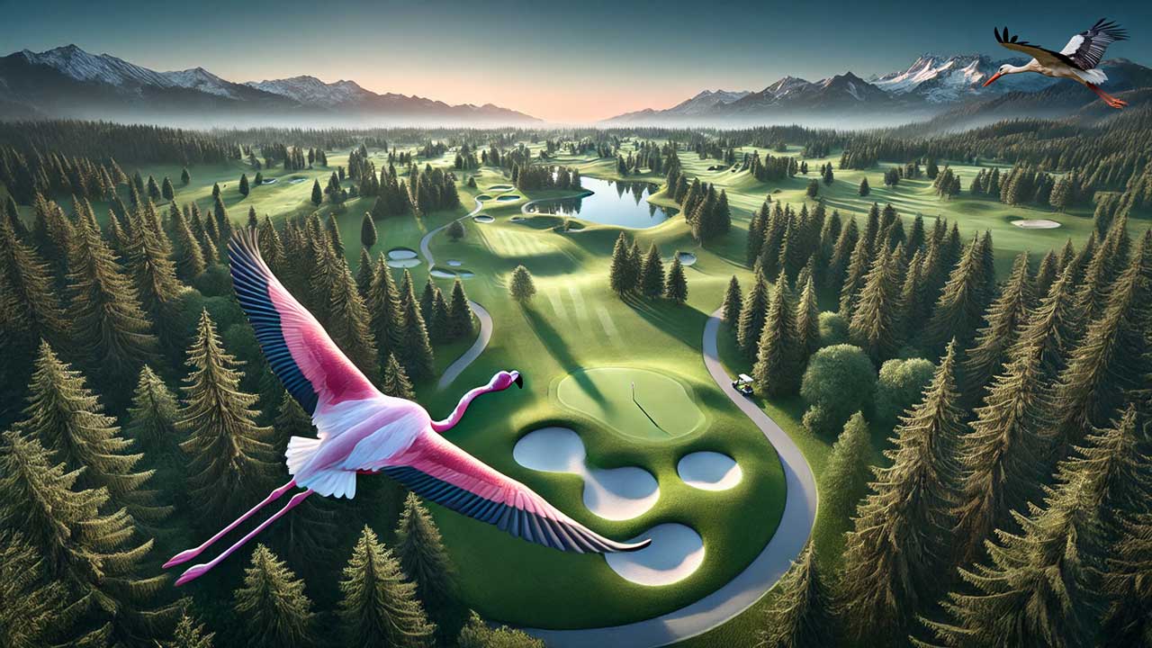Golf Rastenmoos Luzern – Drohnenaufnahme Abschlag Loch 3, öffentlicher Golfplatz Innerschweiz
