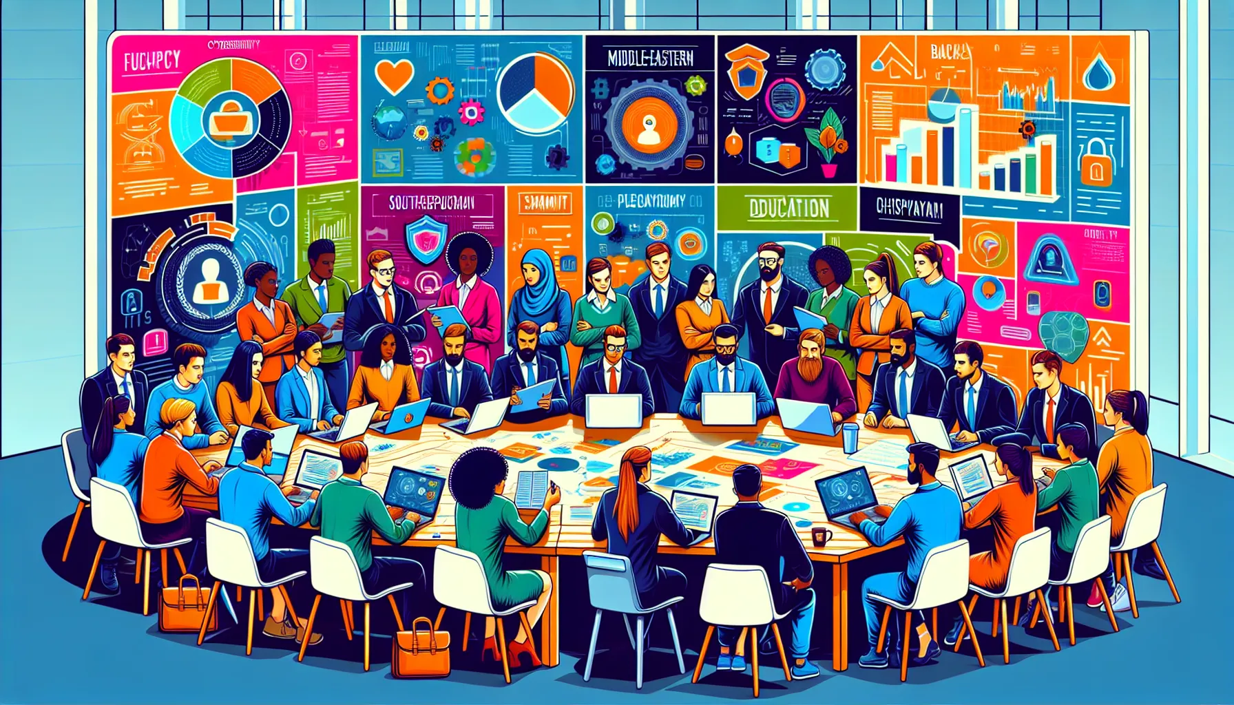 An illustration depicting a cybersecurity culture within an organization.
