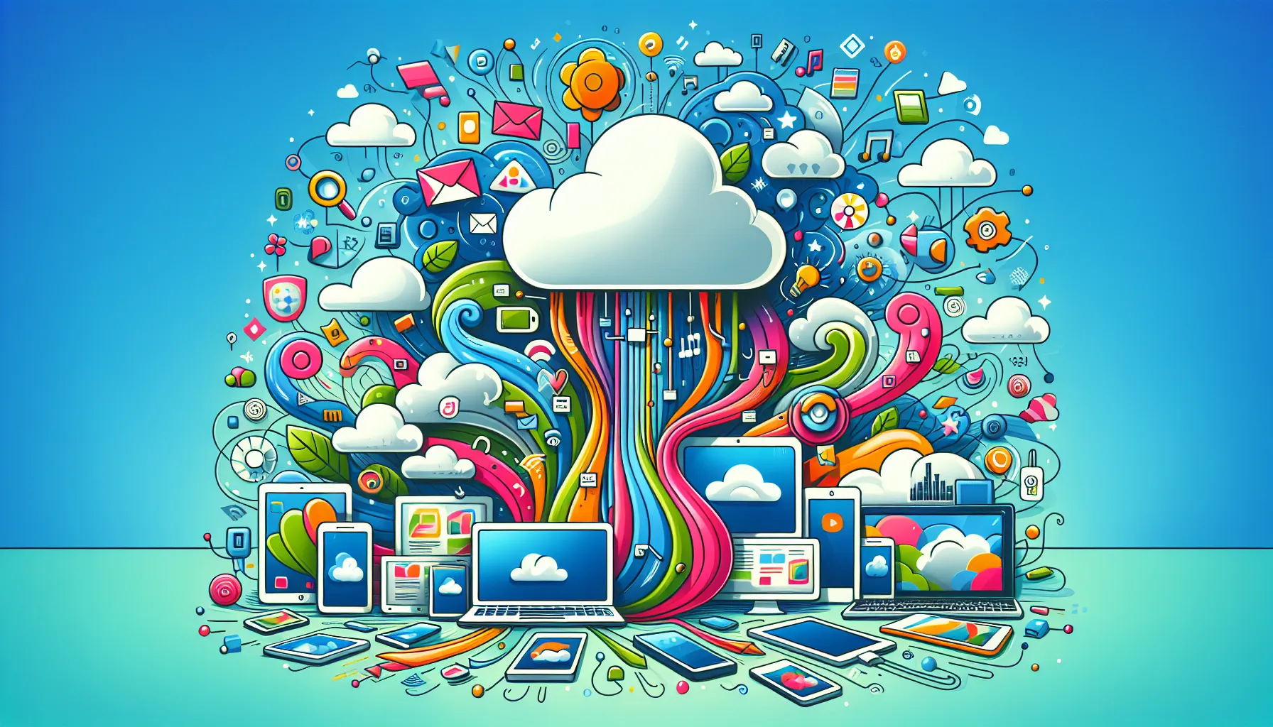 An illustration showcasing cloud storage solutions and devices.