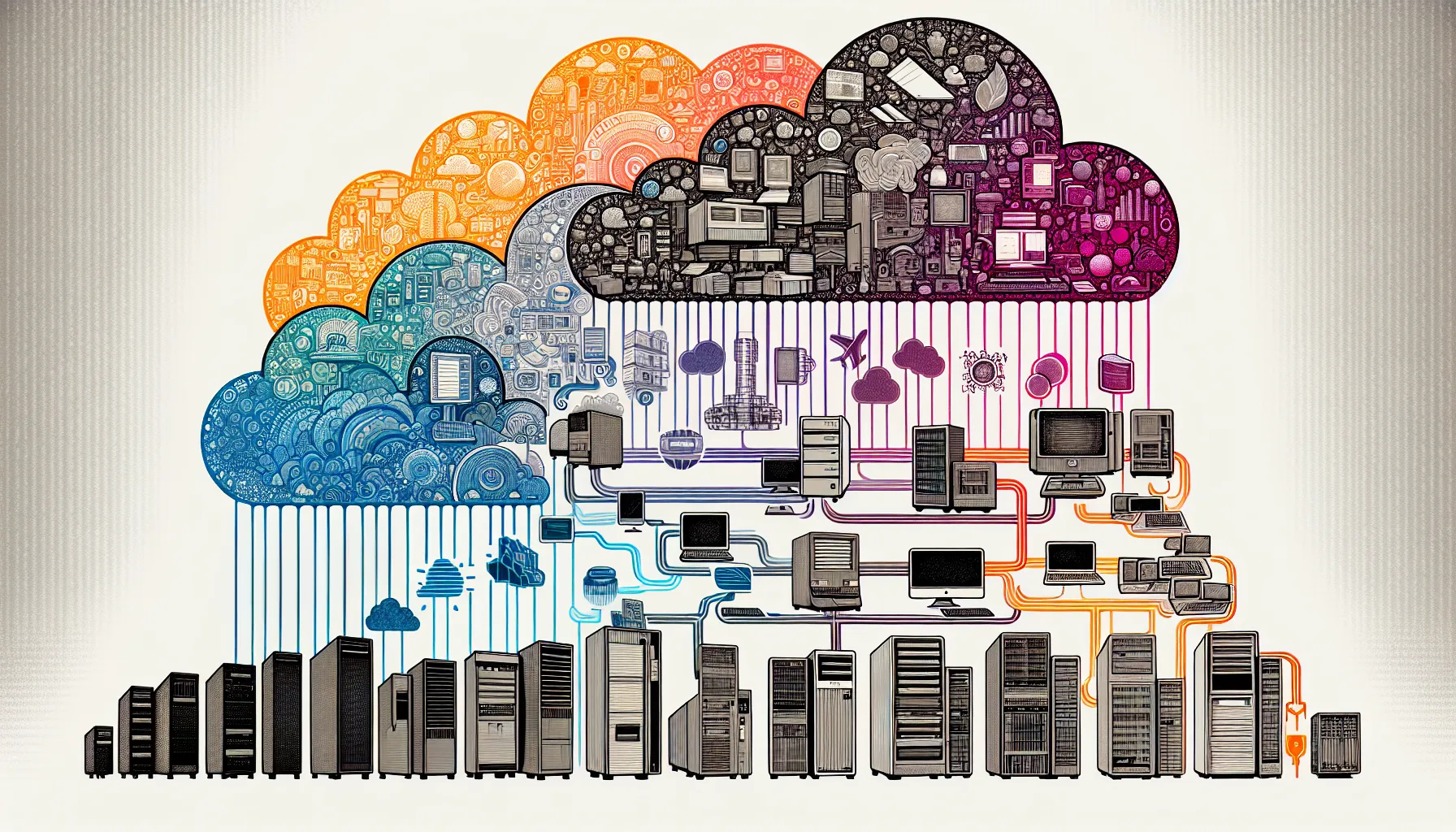 Illustration of the evolution of cloud computing