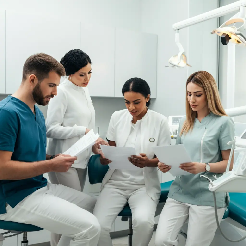 Graphic titled “Dental Billing Glossary” with an open book illustration at the bottom and the Wisdom logo at the top, set against a light teal background framed in dark teal.