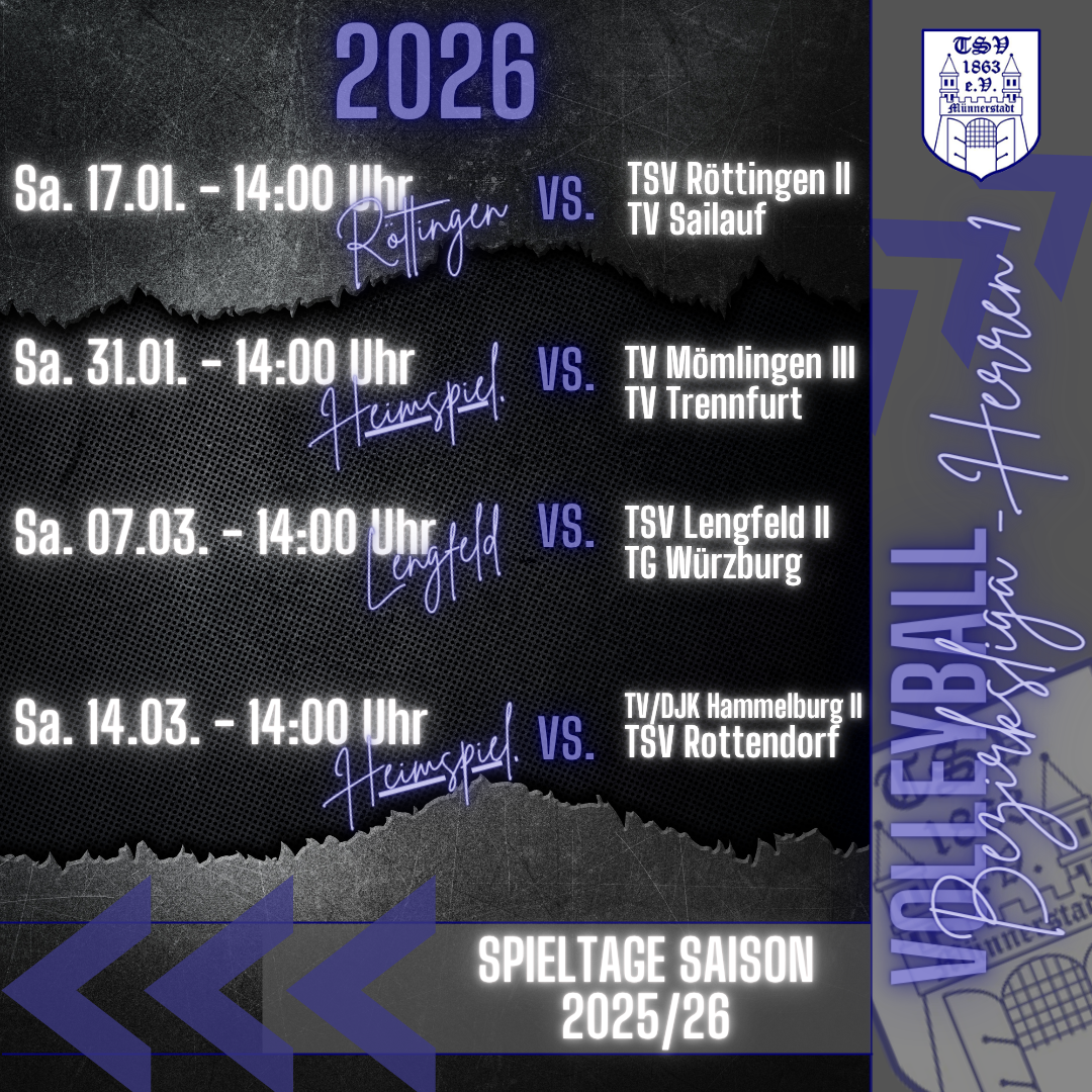 Volleyball Bezirksliga - Spieltage 2026