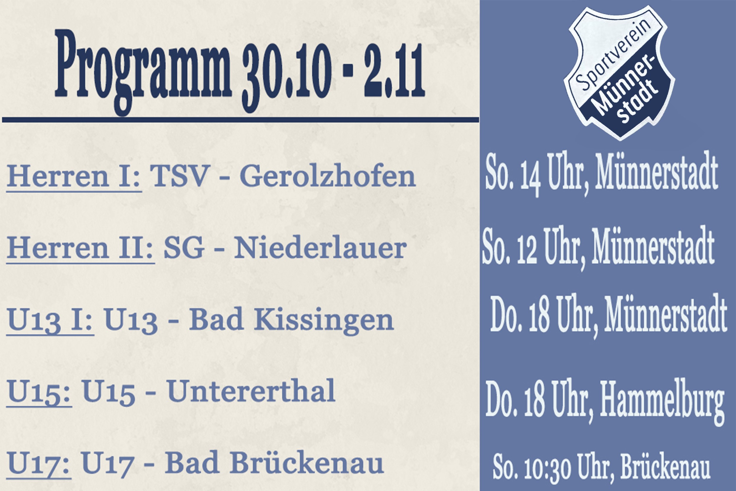Fußball-Doppel-Heimspieltag am Sonntag, 02.11.25, ab 12.00 Uhr
