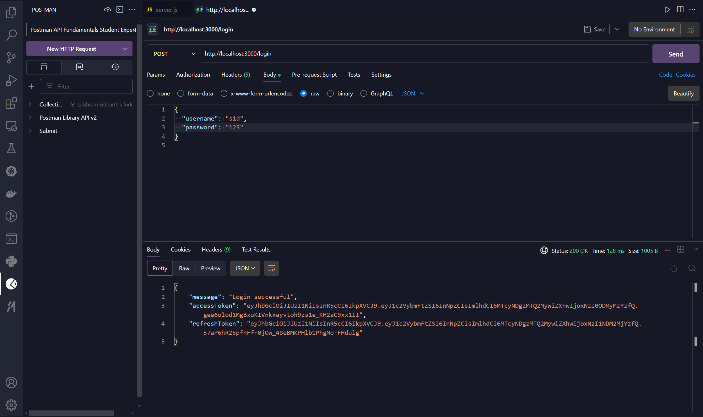 User login to implement JWT