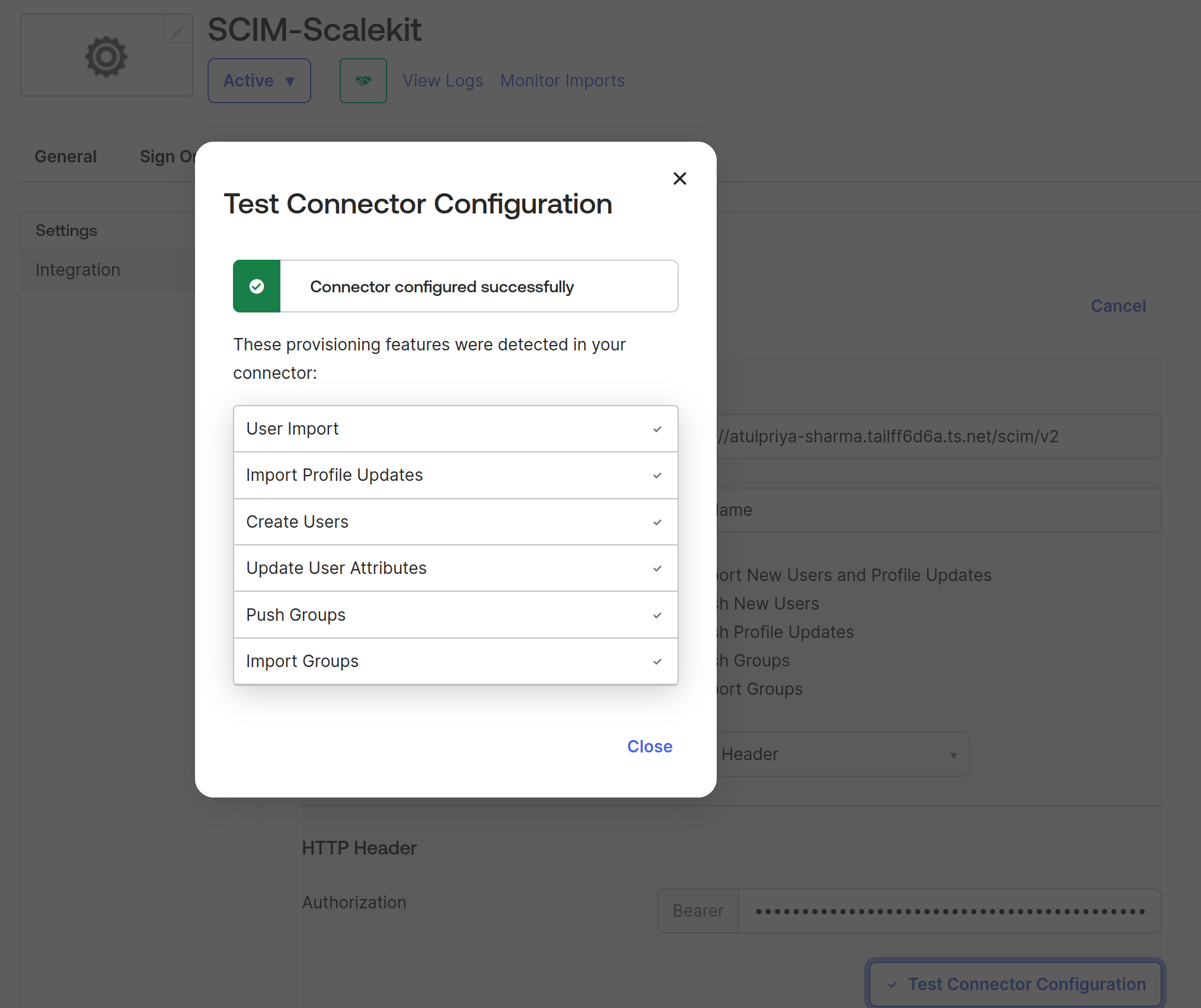 Test Directory Sync Connector configuration