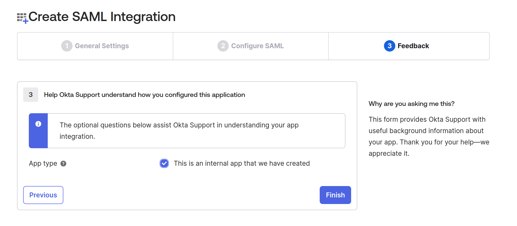 Help Okta Support understand how you configured this application