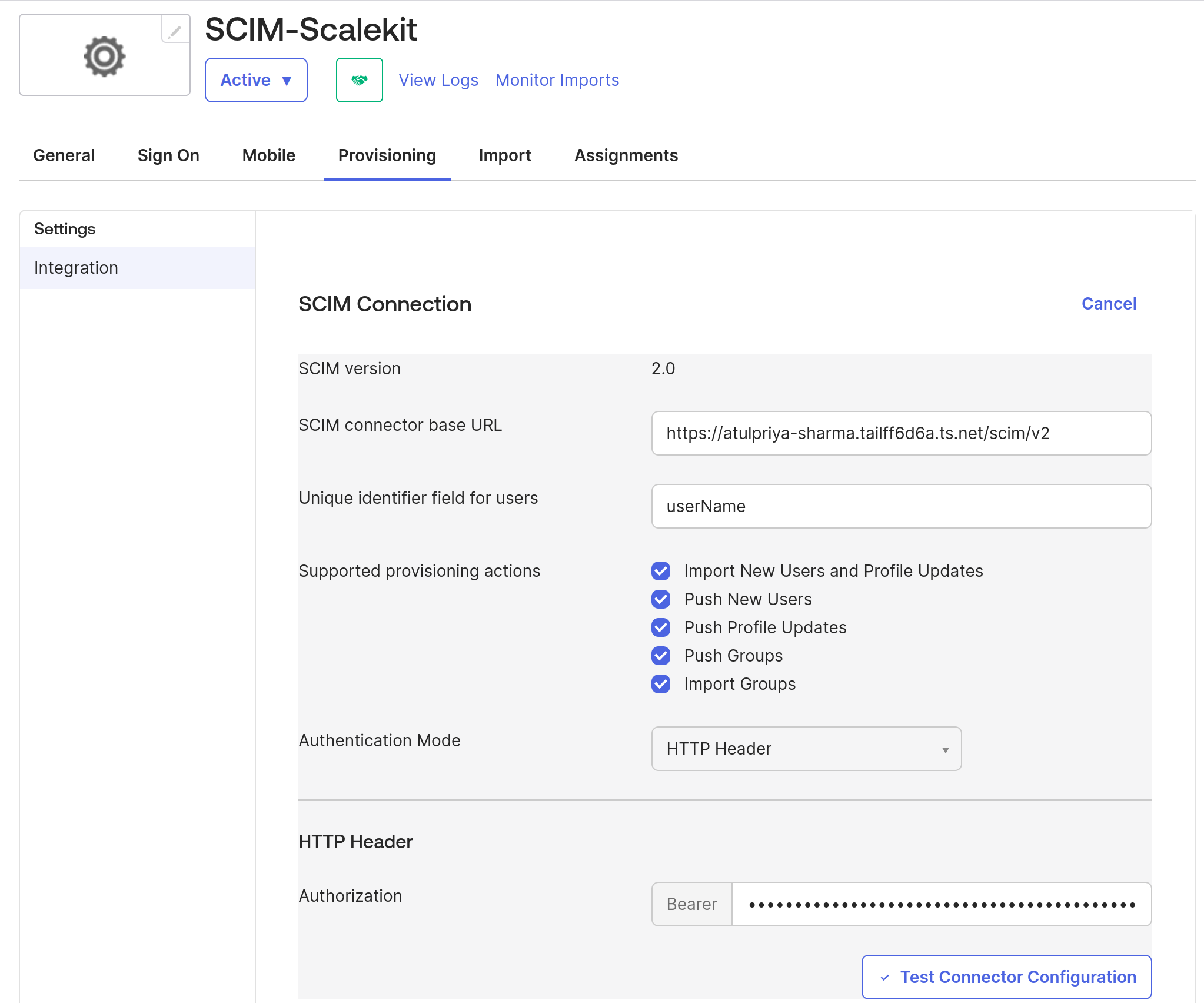 Directory Sync provisioning configuration