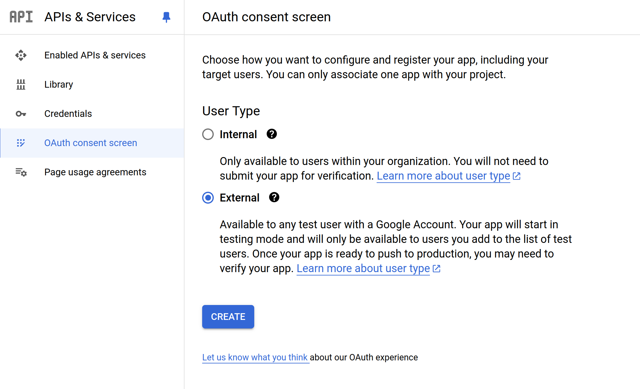 OAuth consent screen