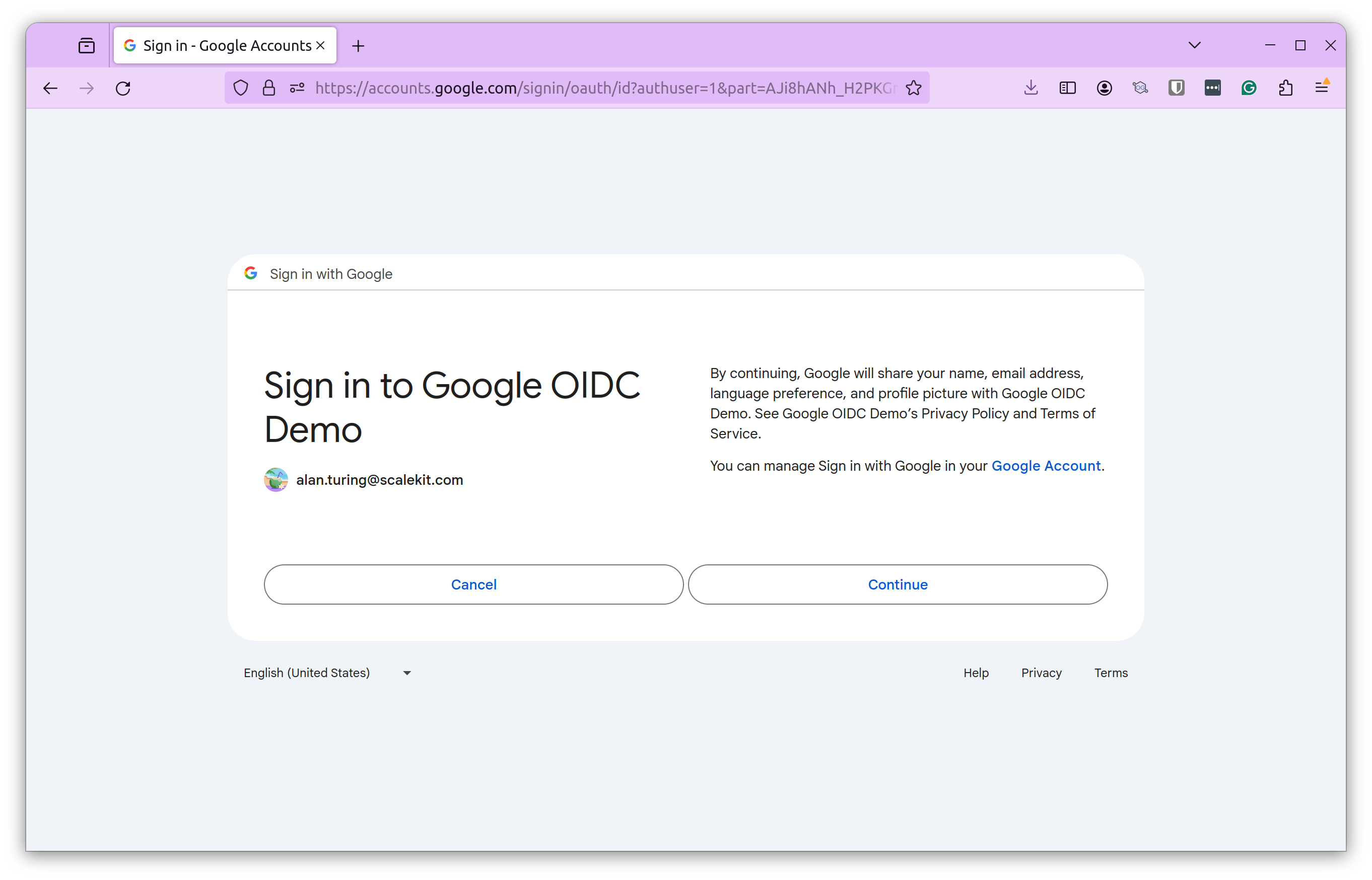 Sign in to Google OIDC