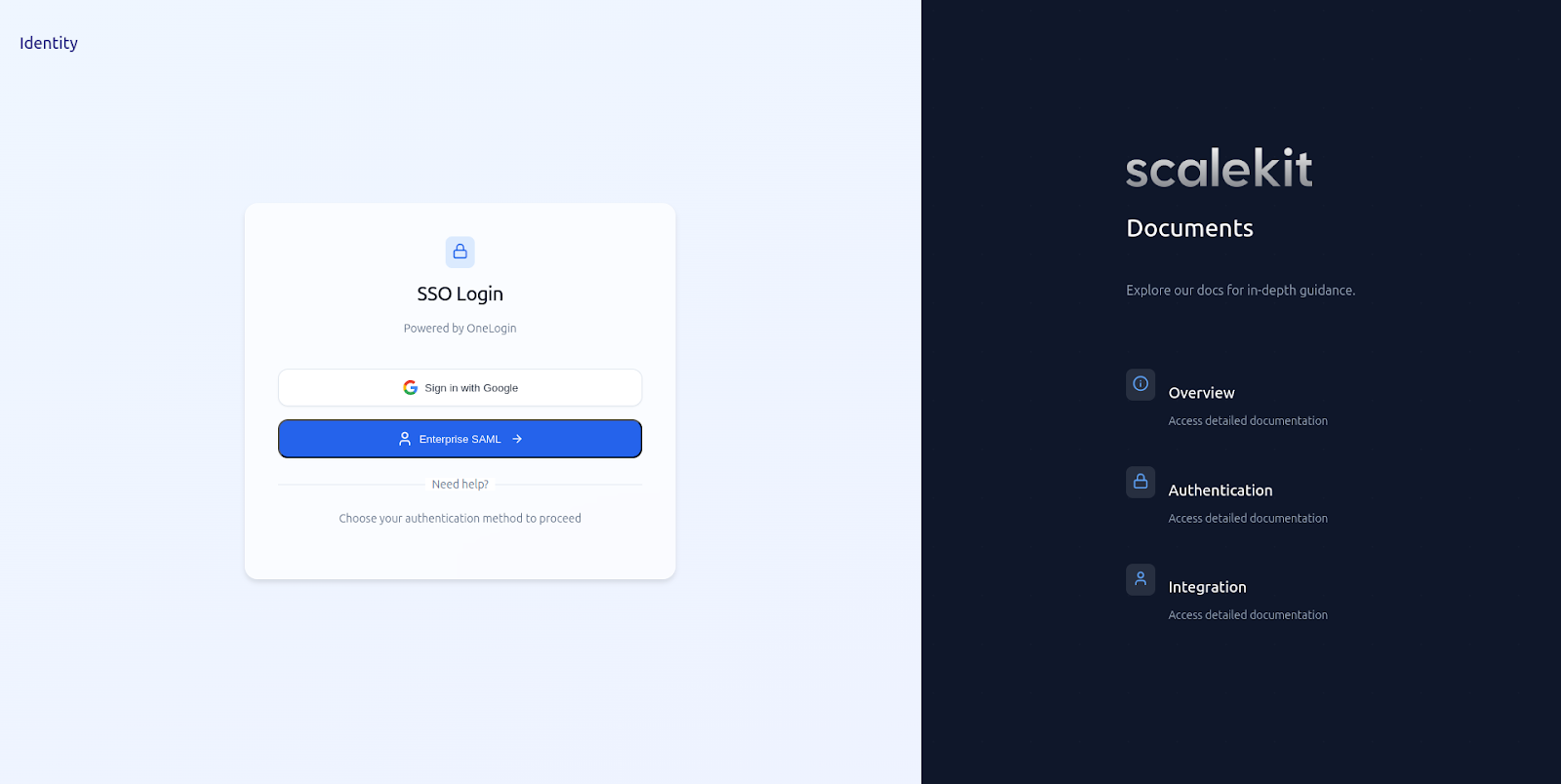 SSO login page