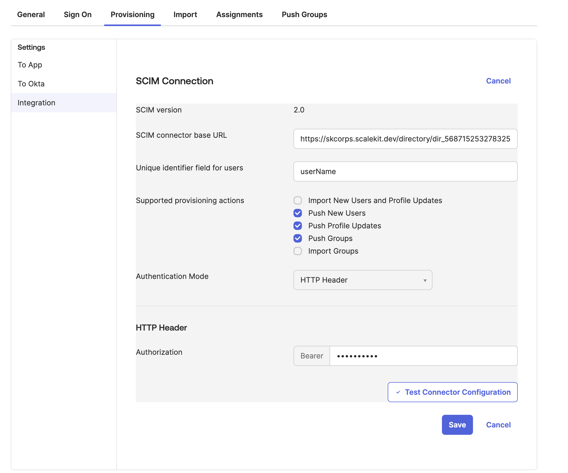 Provisioning actions