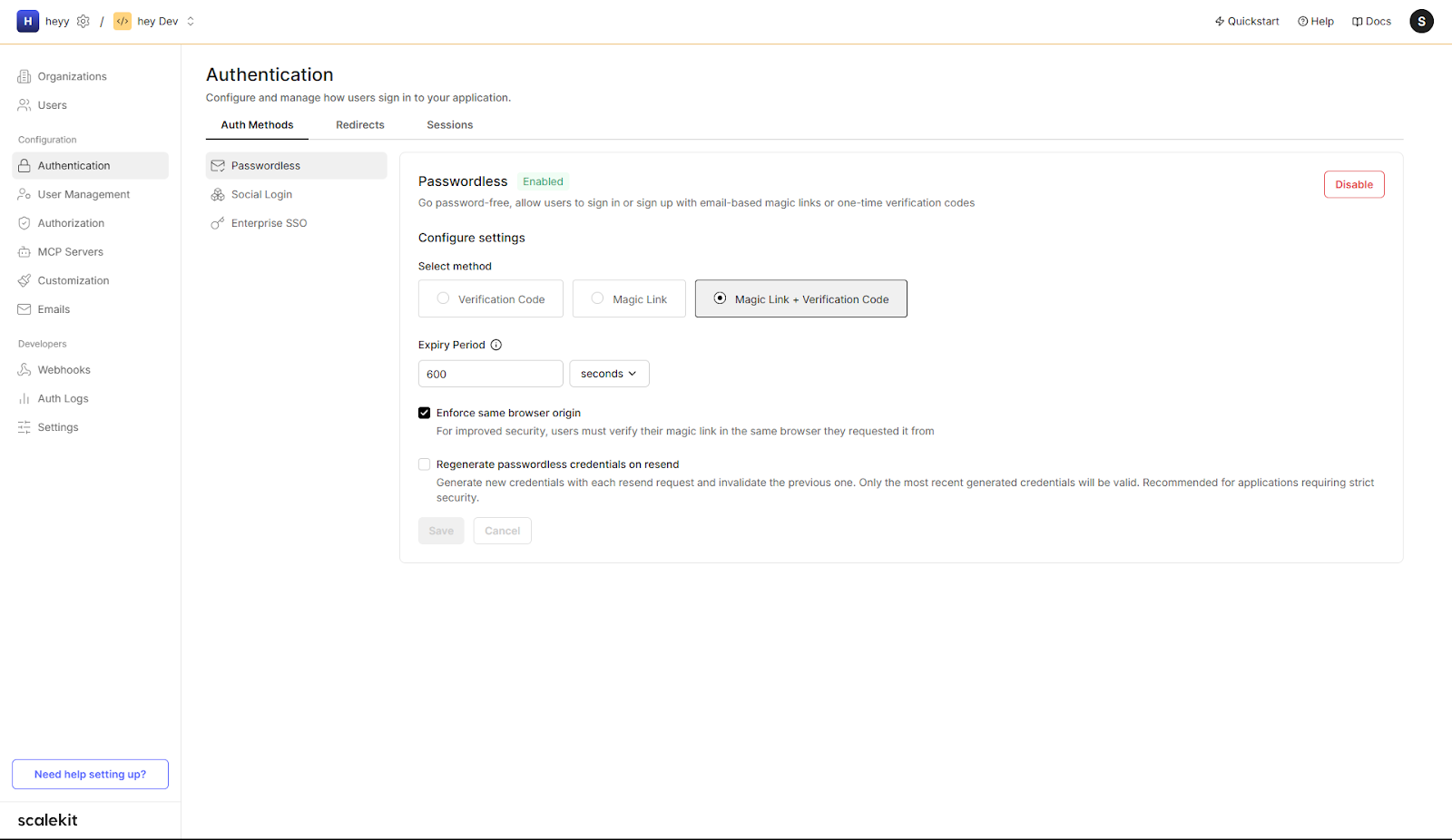 Scalekit dashboard project setup