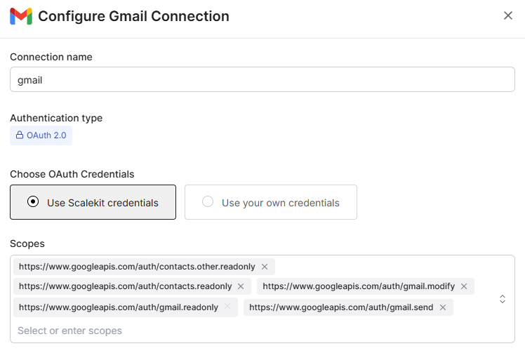 Configure Gmail connection