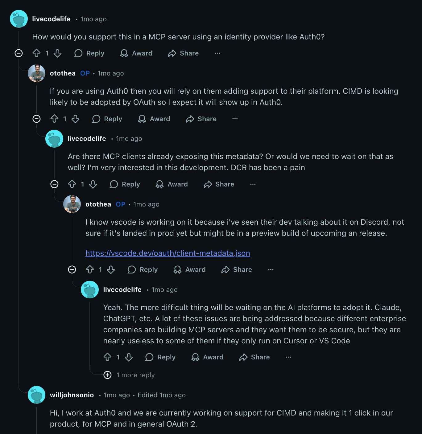 MCP server using identity providers