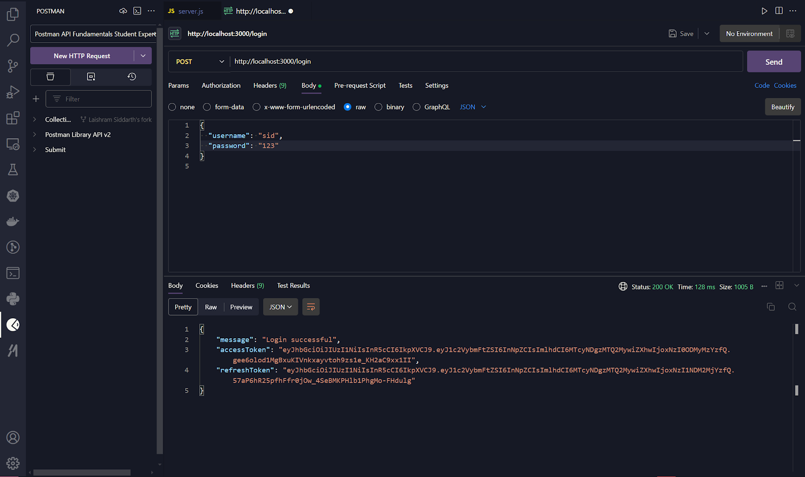 User login to implement JWT
