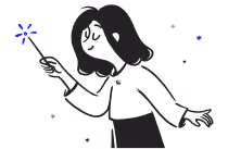 illustration of person with wand