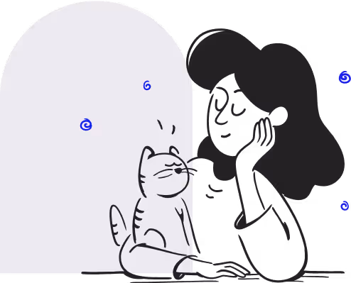 illustration of woman and a cat