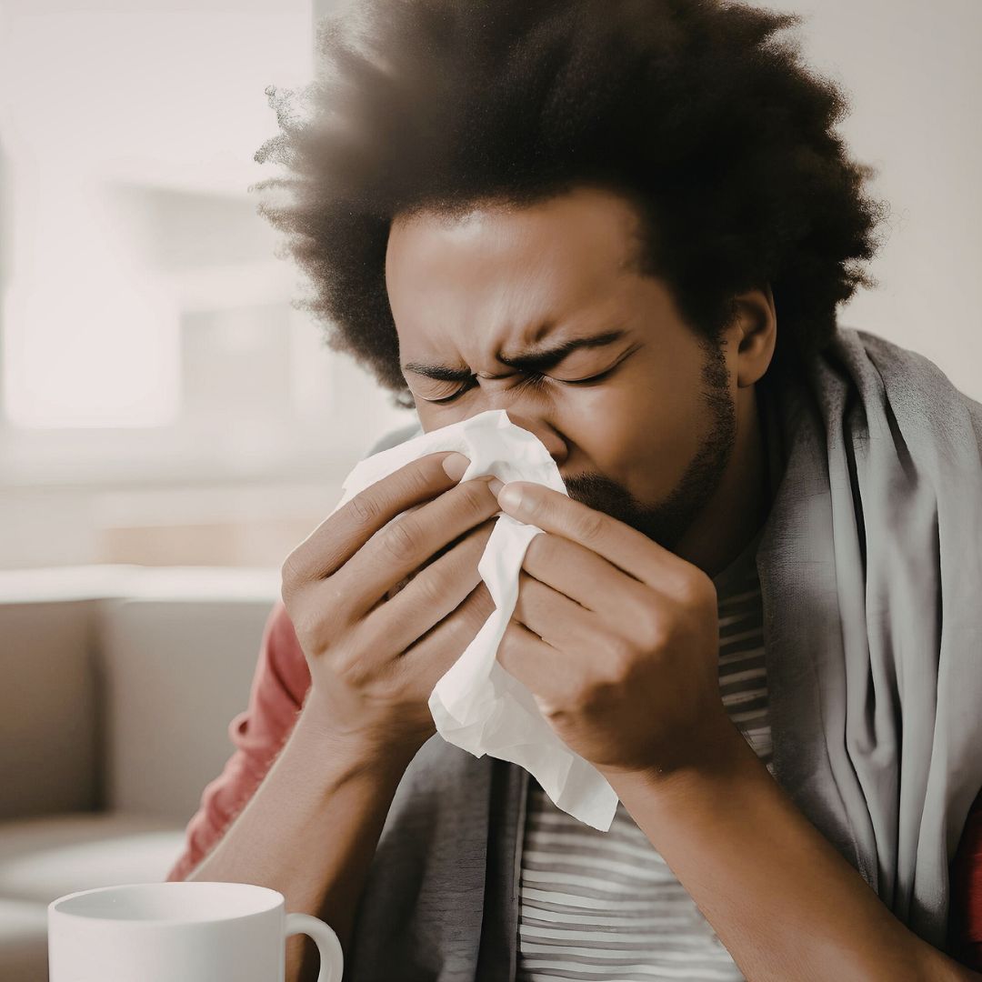 Someone experiencing mold symptoms.