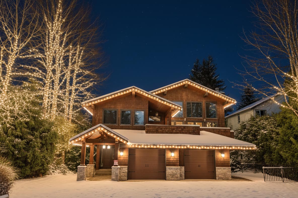 Lights installed on Whistler home shown in winter