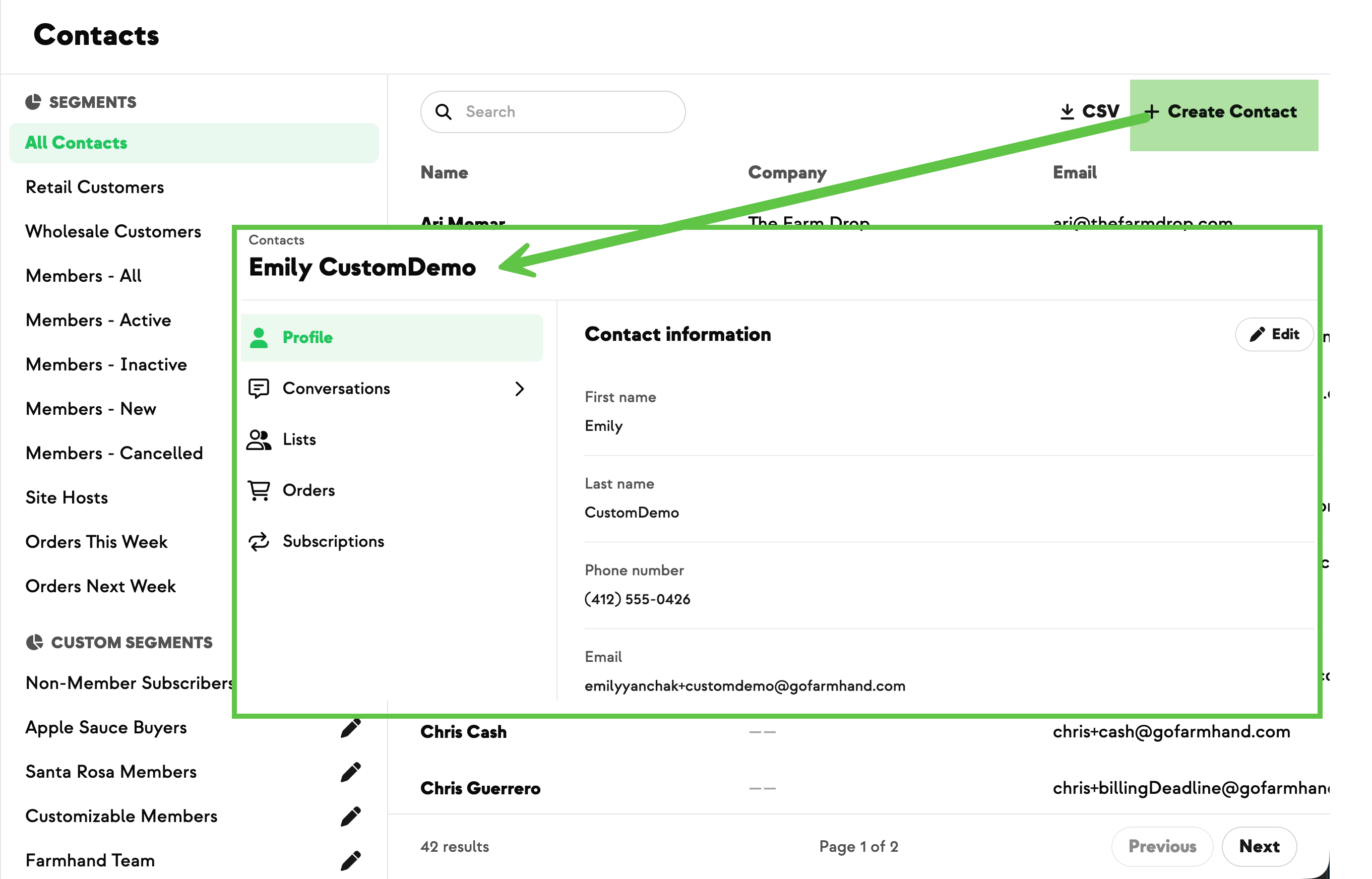 Edit customer details inline from the customer profile