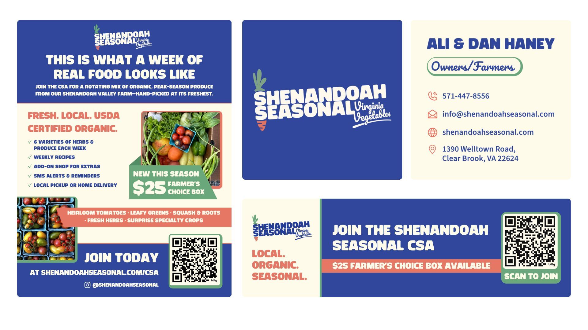 Shenandoah Seasonal print asset set — banner, flyer, postcard