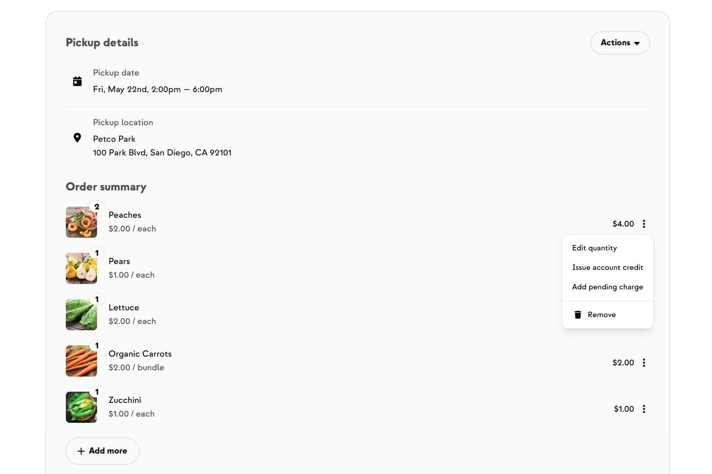 Editing a paid retail order from the Order Details page