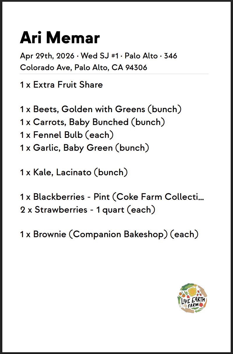 Farmhand 4x6 inch thermal packing label showing customer name and product list