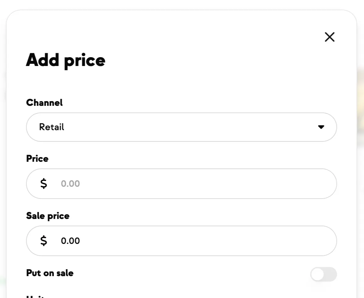 Setting a sale price and toggle on a farm product variant in the admin