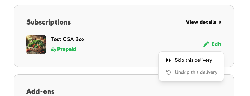 Skipping an individual subscription item on a pending order