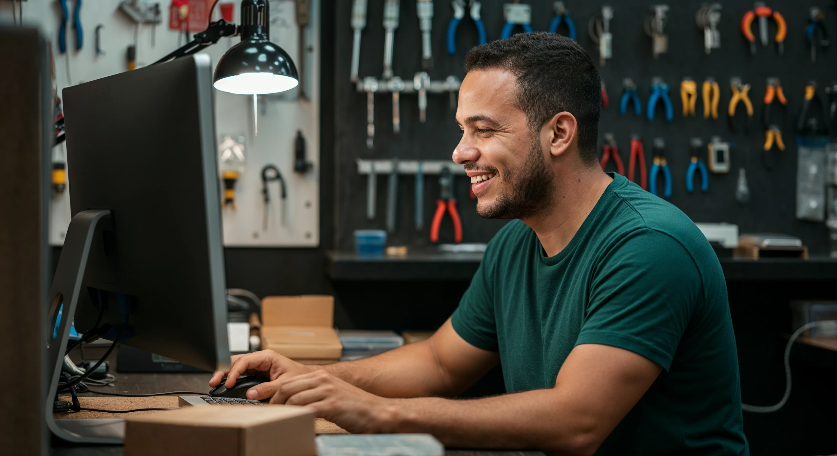 Foto mostra um homem segurando um celular sobre as pernas cruzadas. A tela mostra uma conversa no WhatsApp em que uma pessoa envia um link de pagamento para a outra. A imagem leva o selo da Mastercard de melhor taxa de aprovação