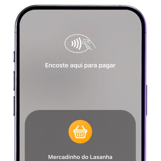Tela do aplicativo mostrando a área de contato para que o pagamento por tap seja feito