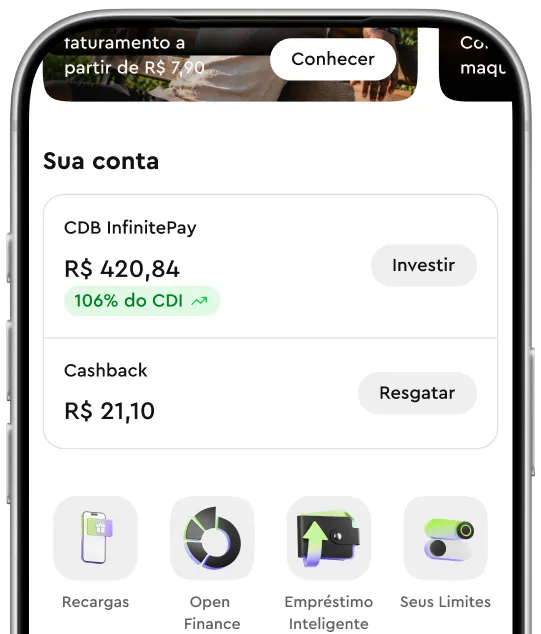 Tela do celular mostra o App da InfinitePay apresentando um QRCode escaneado para pagamento Pix.