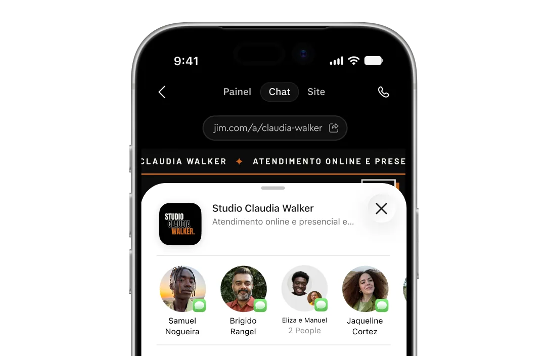 Tela de compartilhar o link do site