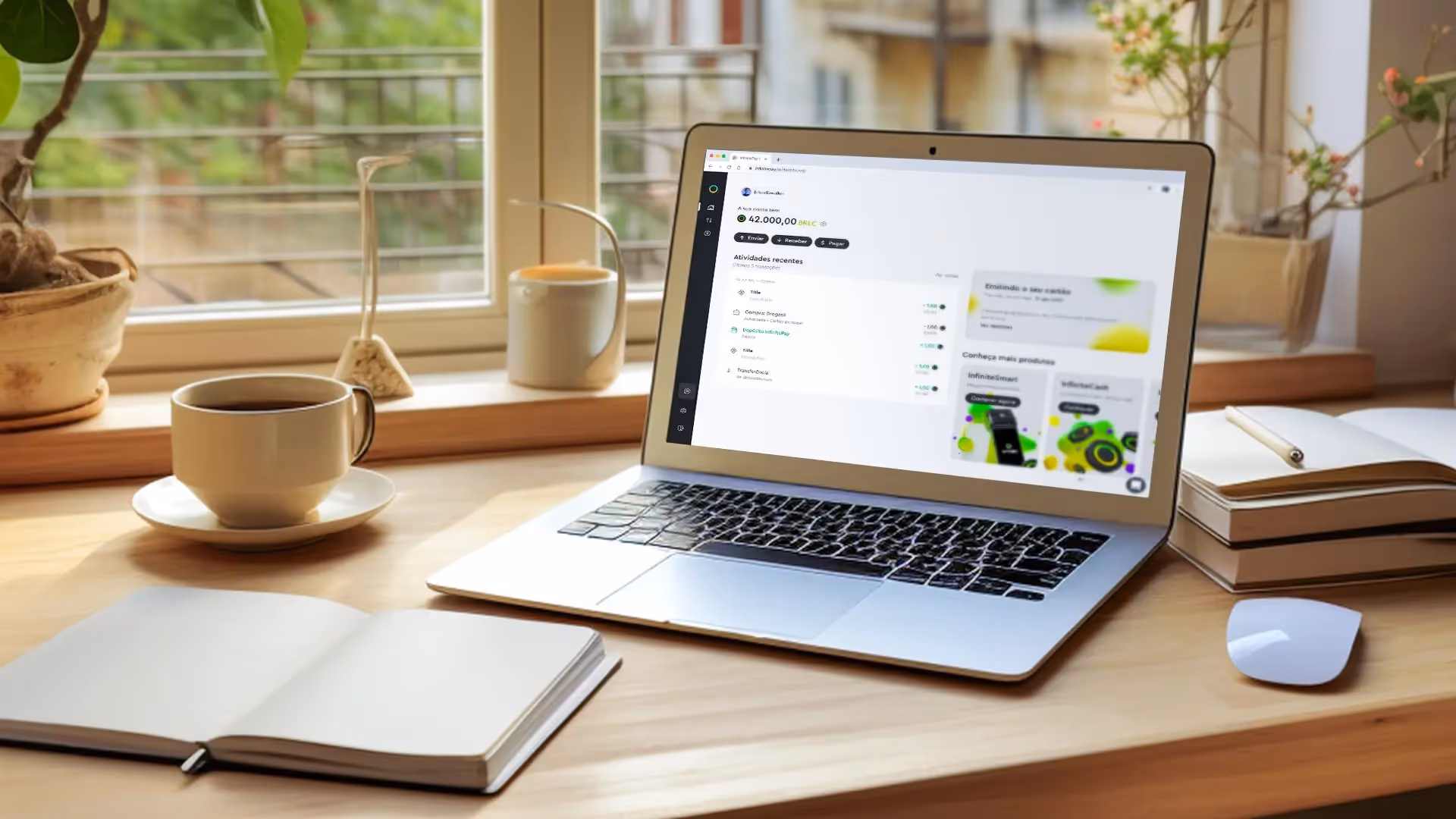 imagem que ilustra um notebook aberto na conta pj da InfinitePay