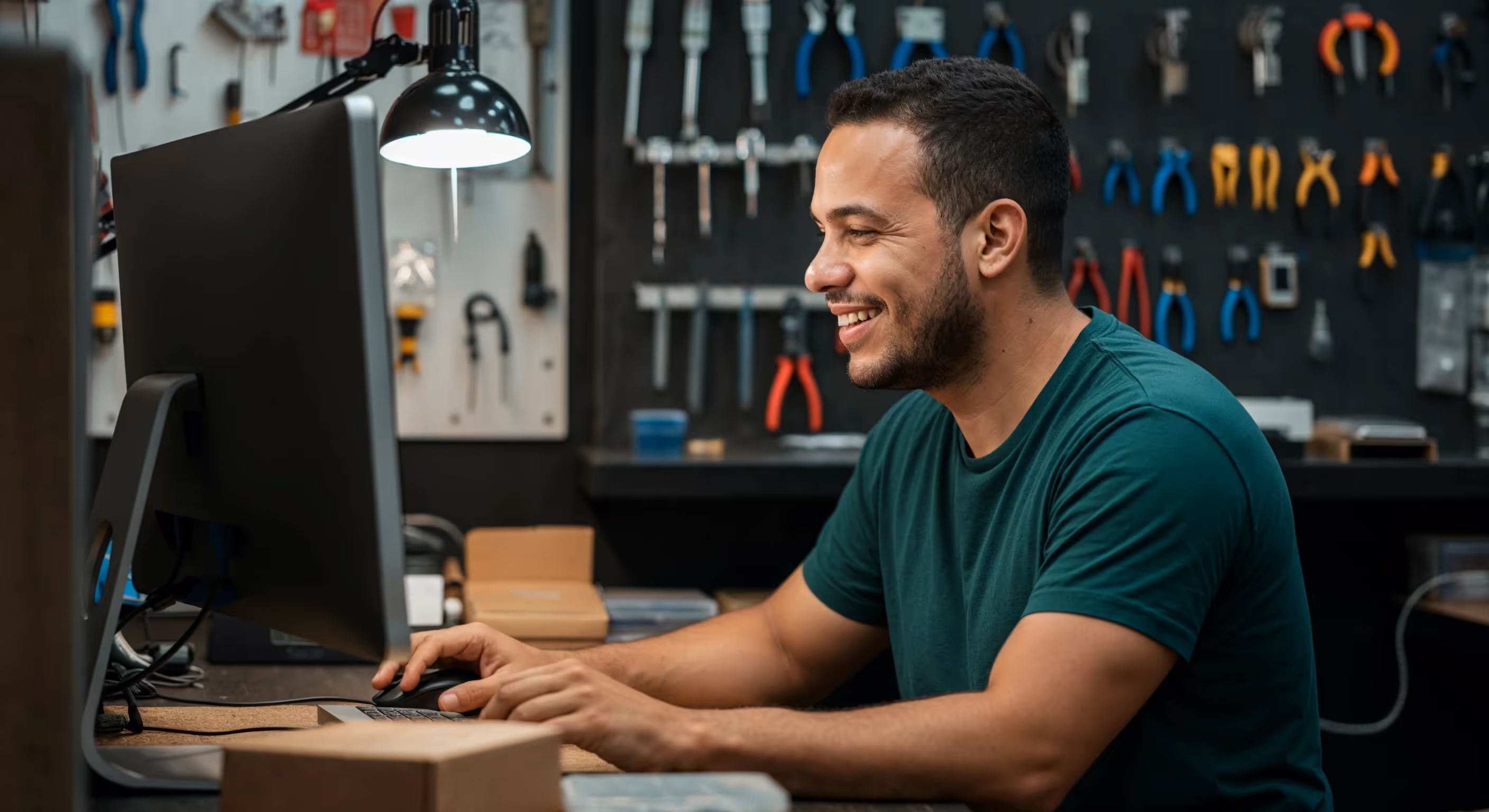 Foto mostra um homem segurando um celular sobre as pernas cruzadas. A tela mostra uma conversa no WhatsApp em que uma pessoa envia um link de pagamento para a outra. A imagem leva o selo da Mastercard de melhor taxa de aprovação
