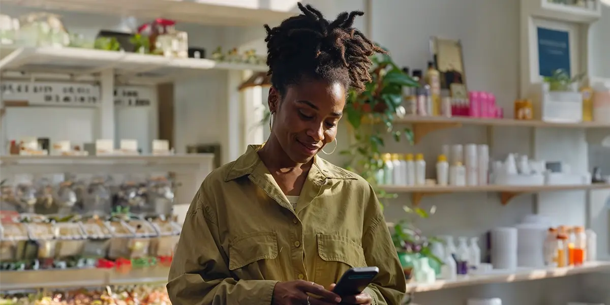 Mulher pesquisando no celular "Pix agendado cai que horas?"