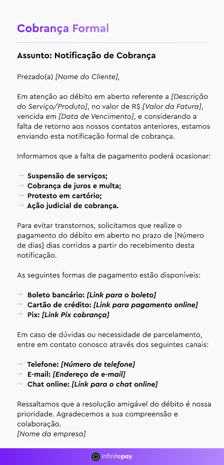 carta de cobrança formal