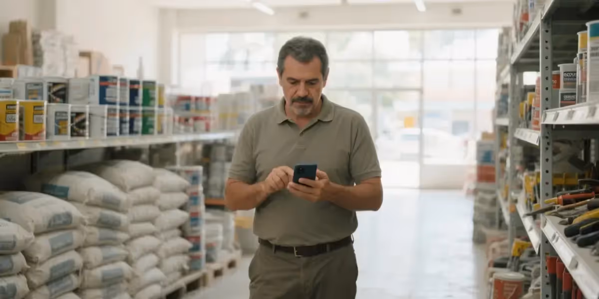 como proteger o celular enquanto usa o aparelho em locais públicos, como uma loja de materiais de construção.