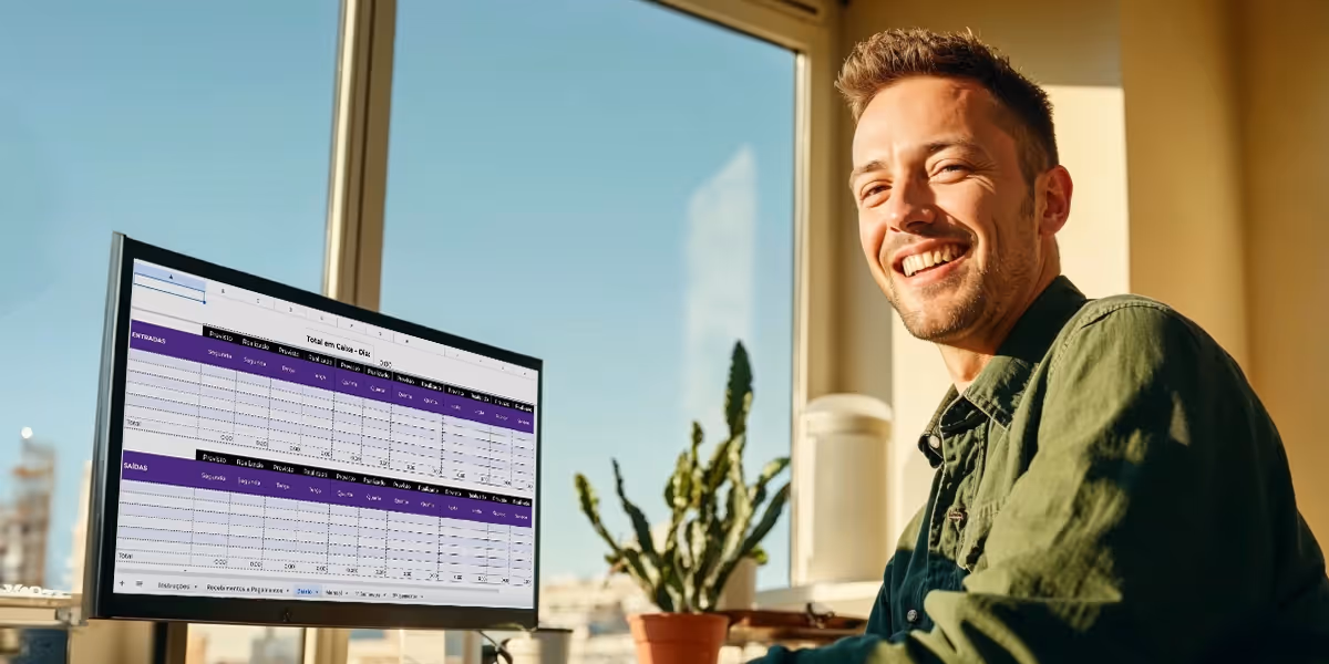 Foto mostra um homem segurando um celular sobre as pernas cruzadas. A tela mostra uma conversa no WhatsApp em que uma pessoa envia um link de pagamento para a outra. A imagem leva o selo da Mastercard de melhor taxa de aprovação