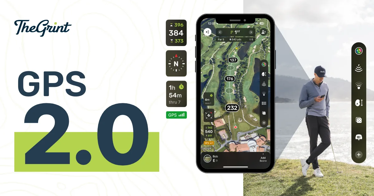 TheGrint GPS 2.0 banner with the new GPS screen on an iPhone