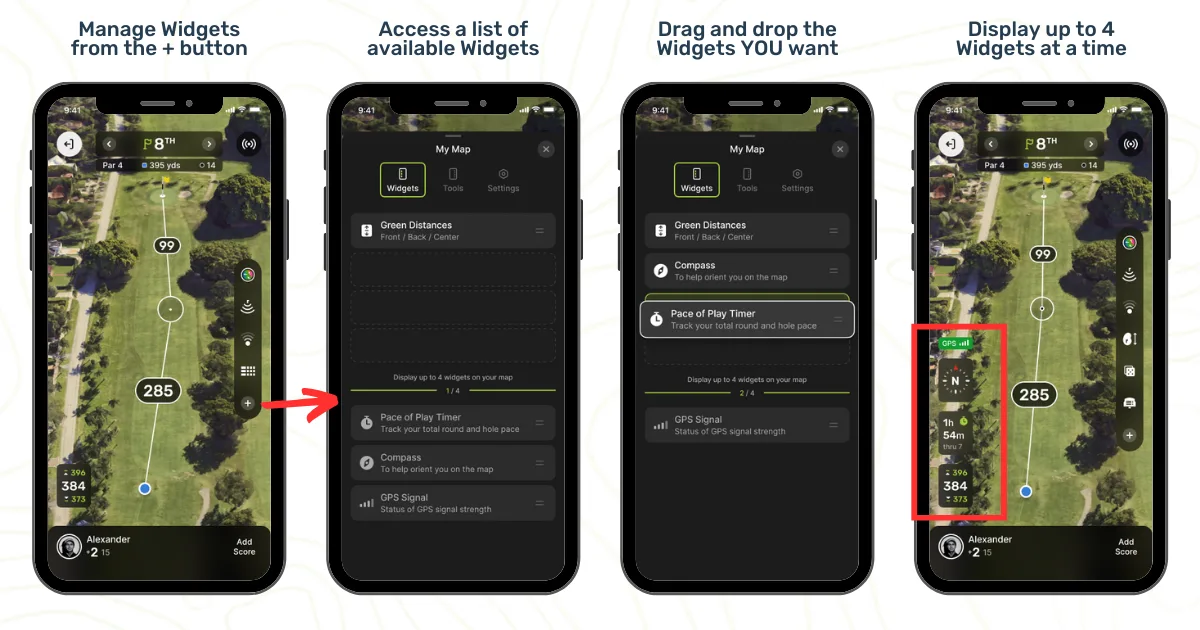 TheGrint GPS widgets: manage, add, drag and drop, and display up to 4