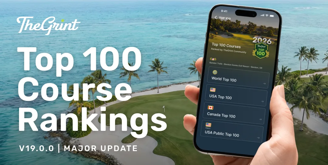 TheGrint Top 100 Course Rankings on an iPhone, version 19 update